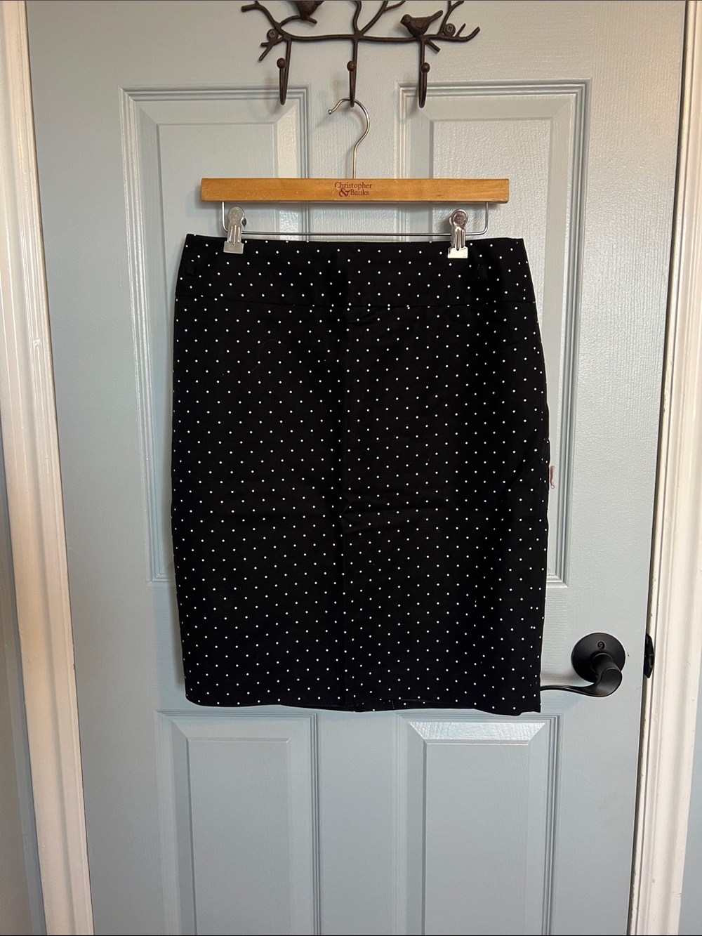 Liz Claiborne Black Pencil Skirt with White Polka Dots